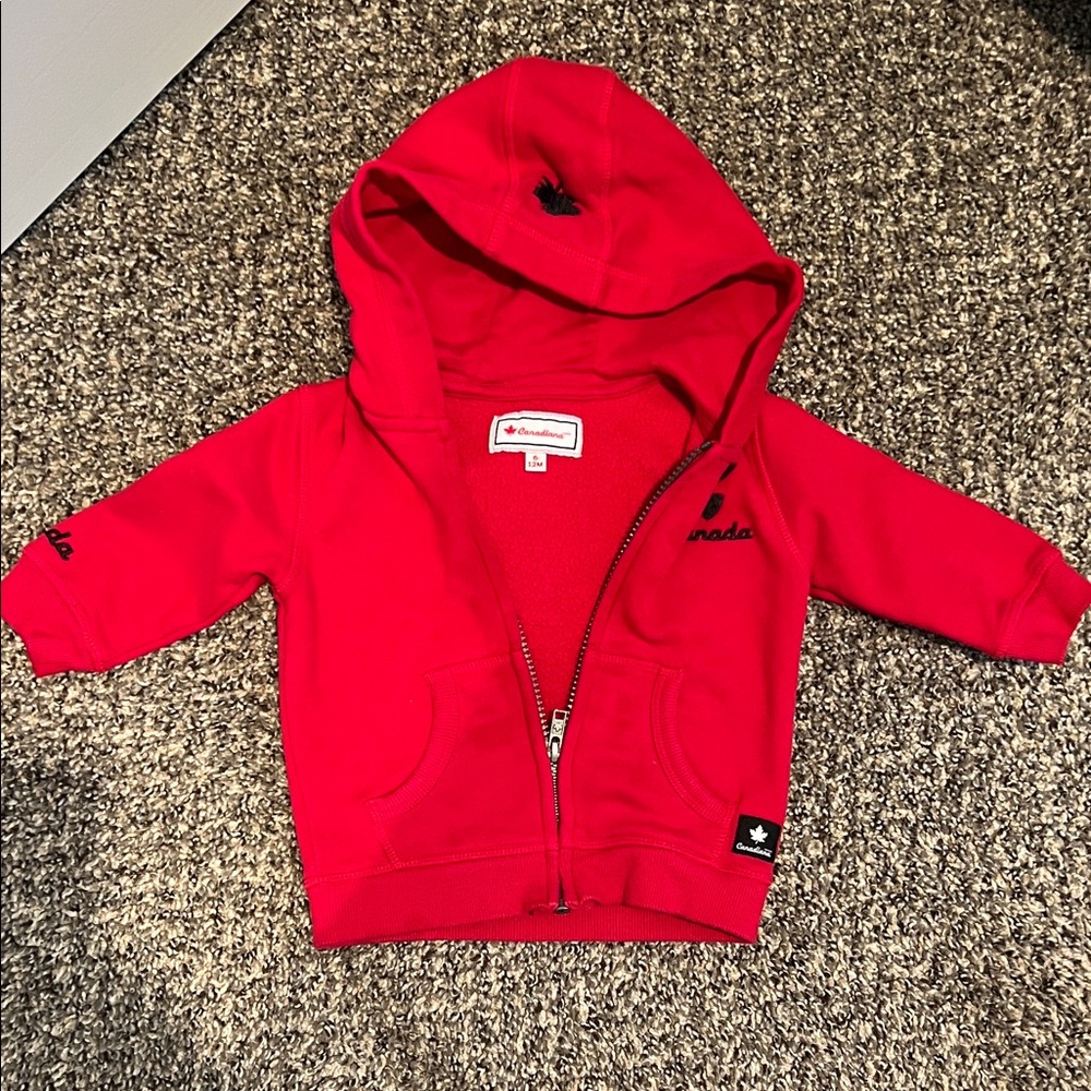 adidas Bright Red Toddler Zip-Up Hoodie
